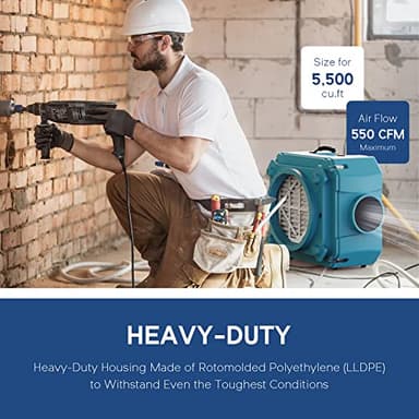 ALORAIR Air Scrubber with 3 Stage Filtration, Stackable Negative Air Machine for Industrial and Commercial Use, Heavy Duty Air Cleaner with MERV-10 Filter, HEPA/Activated carbon Filter, Blue - Image 5