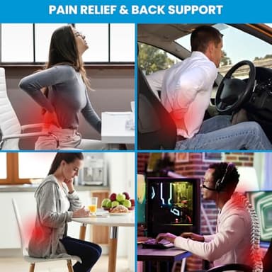 Lumbar Support Pillow for Office Chair, Office Home Essentials,Stocking Stuffers,Back Support Pillow for Car, Chair Cushions,Back Pain Relief Improve Posture,Mesh Cover Double Adjustable Straps - Image 3