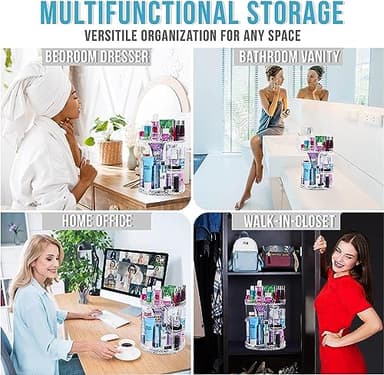 ZHIAI 360 Rotating Makeup Organizer, Large Capacity Cosmetics Organizer for Perfume Holder Organizer Countertop, DIY Adjustable Bathroom Makeup Carousel Holder Rack, Clear Diamond - Image 9