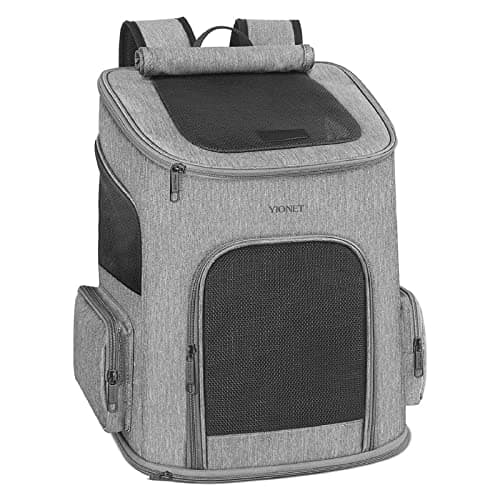 Ytonet Dog Backpack Carrier, Pet Carrier Bag with Mesh for Small Dogs Cats Puppies, Comfort Cat Backpack Bag for Hiking Travel Camping Outdoor Hold Pets Up to 18 Lbs, Grey - Image 1
