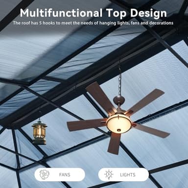 Aoxun 12'x20' Hardtop Gazebo, Aluminum Frame Permanent Pavilion with Curtains and Netting, Outdoor Polycarbonate Double Roof Canopy, Designed for Garden, Lawns, Patio, Gray - Image 7