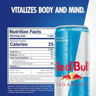 Red Bull Sugar Free Energy Drink with 151mg Caffeine plus Taurine & B Vitamins, 16 Fl Oz, Pack of 12 Cans - Image 2