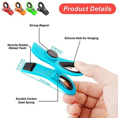 Jetmore 12 Pack Chip Clips Bag Clips, Magnetic Bag Clip for Food Storage Heavy Duty, Plastic Food Clip for Chips, Snack, Kitchen, Refrigerator, Garden, Sewing, Fabric, Clothes Pins - Image 8