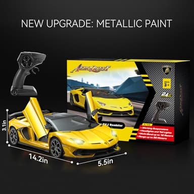 AEROQUEST Lamborghini Remote Control Car, Officially Licensed 1:14 Lambo RC Car for Boys Girls Birthday Gift, Yellow Toys for 3 4 5 Years Old(Yellow) - Image 7