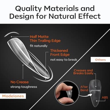 modelones Extra Short Almond Nail Tips, Pre-shaped Tips x Gel Soft Fake Nails False Acrylic Clear Full Cover Press on Extension Kit x Gel Manicure DIY at Home 216PCS 12Sizes - Image 3