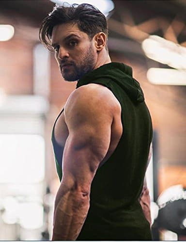 COOFANDY Men's 2 Pack Workout Hooded Tank Tops Bodybuilding Muscle Cut Off T Shirt Sleeveless Gym Hoodies - Image 3