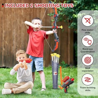 GMAOPHY 2 Pack Bow and Arrow Toy for 5 6 7 8 9 10 11 12 Year Old Boys, Birthday for Kids, Indoor Outdoor Sport Games Toys for Ages 4-8 8-12, LED Light Up Archery Set with 20 Toy Arrows (Red) - Image 3