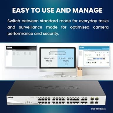D-Link 10-Port Gigabit Smart Managed PoE+ Switch | 8 PoE+ Ports (65W) + 2 SFP Ports | L2+ | VLANs | Web Managed | Surveillance Mode | Desktop or Rackmount | Fanless | NDAA Compliant DGS-1210-10P - Image 7