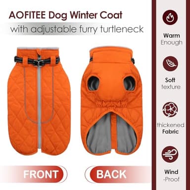 AOFITEE Extra Small Dog Jacket, Waterproof Dog Coat for Winter, Turtleneck Winter Jacket with Back Zipper, Reflective Pet Coat Small Snowsuit, Small Pet Snowsuit Chihuahua, Yorkshire - Image 3