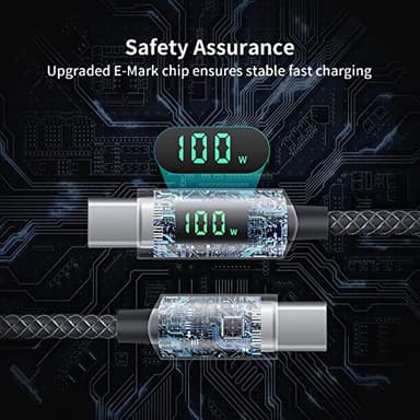 SOOPII 100W USB C to USB C Cable, 4FT Nylon Braided Type-C Cable, PD Fast Charging Cable with LED Display for lPhone 15/15 Pro/15 Plus/15 Pro Max, MacBook Pro, Samsung Galaxy S22/S10, Pixel, LG - Image 6