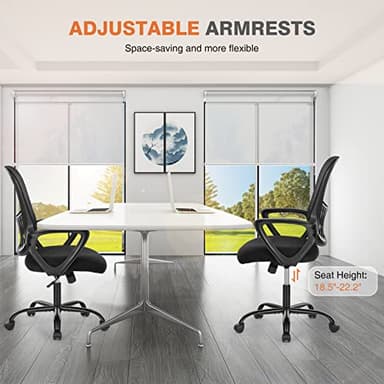 Sweetcrispy Home Office Computer Desk Chair, Managerial Executive Ergonomic Mid-Back Mesh Rolling Swivel Chair with Wheels, Comfortable Lumbar Support, Comfy Arms for Bedroom, Study, Student, Black - Image 6