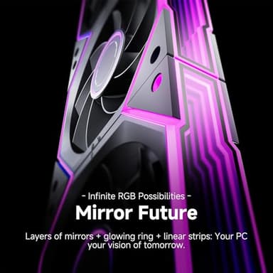 AsiaHorse Nyota Ultra 120mm PC Case Fan - Space-Inspired Design (Infinity Mirror + RGB Ring), 9 Blades 58.5 CFM, Modular Build, Ultra-Quiet Silicone Pads, PWM Control-Quiet Hydro Bearing - Image 4