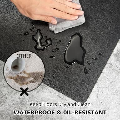 FURKIT Vinyl Floor Mat for Home, Black Waterproof Area Mat for Under Dining Room Table, Sturdy Plastic Rug Protector for Kitchen, Living Room, Yard, Garage, Large Baby Play Mat (60"x 75") - Image 3