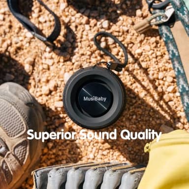 Bluetooth Speaker, MusiBaby Wireless Portable Speaker - Waterproof, Outdoor, Bluetooth 5.0, Dual Pairing, Loud Stereo, Deep Bass, 24H Playtime - Gift Ideas for Home, Party, Travel (BLK) - Image 9