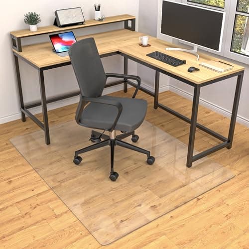 Office Chair Mat for Hard Wood Floors, 36 x 48 inches Clear Floor Mat for for Rolling Chairs, Heavy Duty Wood/Tile Floor Protectors for Home Office, Anti-Slip, Easy to Clean - Image 1