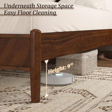 Cozyman Bed Frame King Size and Headboard Wood, Herringbong Pattern, 800 lbs, Non-Slip Without Noise, Walnut - Image 5