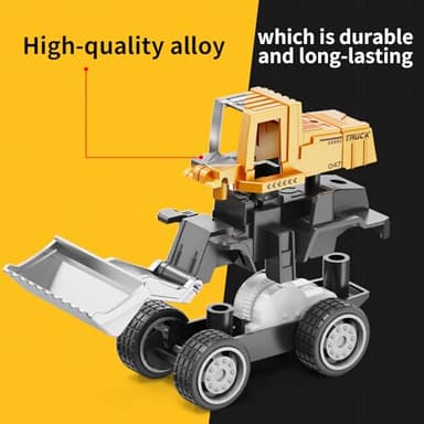 HONGTUO Alloy Mini Construction Vehicles, 8Pcs Die-cast Construction Toys Set, Excavators Mixer Truck Bulldozers Forklift Dump Truck, Pull Back Car Toys for Toddlers Kids Boys & Girls - Image 3