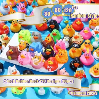 LINICE 30 Pcs Rubber Ducks, Random Assortment Ducks Bulk, Mini Rubber Duckies for Toddler Baby Bath Toys, Kids Bath Pool Toys Birthday Gifts Party Favors - Image 2