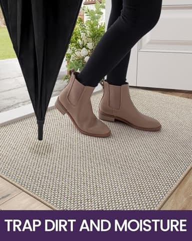 DEXI Door Mat Inside Entrance 24x36, Ultra Non Slip Rubber Backed Dirt Trapper, Low Profile Thin Welcome Doormat, Absorbent Easy Clean Entry Mats for Entryway, Patio, Beige - Image 4