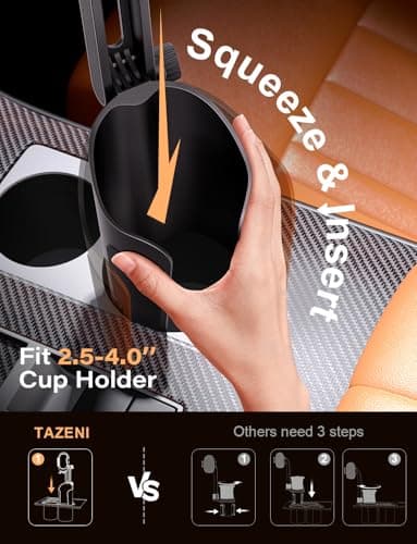 TAZENI 2-in-1 Cup Holder Cell Phone Holder for Your Car Bottle Friendly Cup Cell Phone Holder Mount for Car Height Adjustable Sturdy Fit 4-7 inches Phones - Image 4