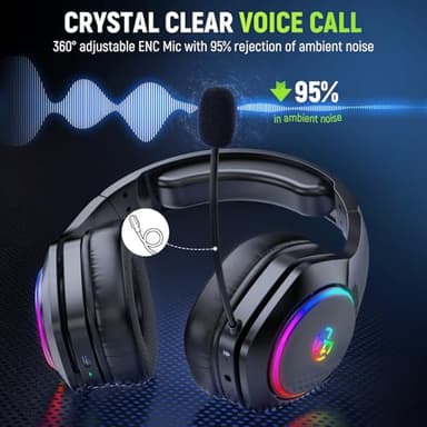 Wireless Gaming Headsets for Ps5 Ps4 PC, 2.4GHz USB & Type-C Gaming Headphones, 40H+ Hrs & 7.1 Surround Sound with Noise Canceling Microphone for Switch Phone - Image 4