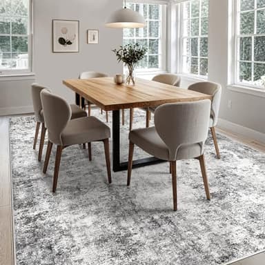 UERMEI 10x12 Area Rug Living Room Rugs - Washable Neutral Modern Abstract Soft Thin Large Rug Indoor Floor No Slip Rug Carpet for Bedroom Under Dining Table Home Office Decor - Grey - Image 6