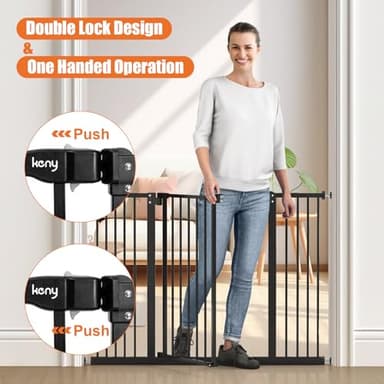 keny 29"-42.7" Baby Gate for Stairs, Auto Close Dog Gate for Doorways, No Drilling Needed, Safety Barrier for Kids and Pets, 30" Tall, Black - Image 5
