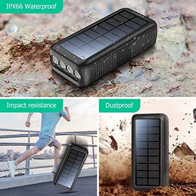 boogostore Solar Charger Power Bank 63200mAh, Portable Charger with Dual Outputs & Dual Inputs 4 LEDs Flashlight, Hand Crank Power Bank Fast Charging Battery Pack for Outdoor Camping Survival Gear - Image 7