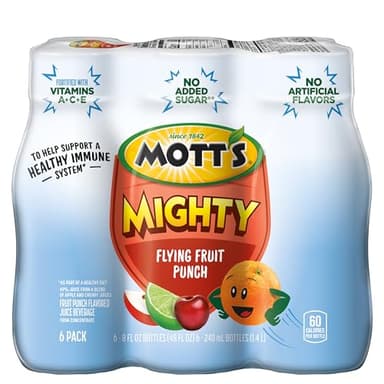 Mott's Mighty Flying Fruit Punch Juice Drink, 8 Fl Oz Bottles, 24 Count (4 Packs Of 6), 100% Fruit Juice with Purified Water, Vitamins A, C And E, No Artificial Flavors, Colors or Sweeteners - Image 9