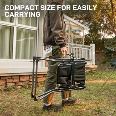 EVER ADVANCED Portable 30.7" Seat Height Tall Folding Camping Chair Directors Chair High Foldable Bar Stool with Side Table for Makeup Artist, Sports Event, Craft Show, Supports 350LBS Black Grey - Image 6