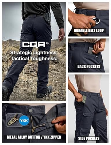CQR Men's Utility Flex Cargo Pants, Classic-Fit Casual Stretch Work Pants, Water Resistant Lightweight Tactical Hiking Pants, Sentinel Operator Navy, 34W x 34L - Image 6