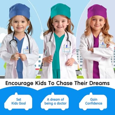 COTATERO Doctor Scrubs Costume for Kids With Stethoscope Lab Coat Career Day Costume Doctor Dress Up For Boys Girls 3-12 - Image 3