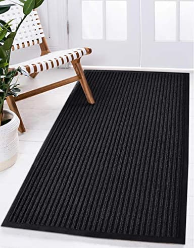 LuxUrux Durable Rubber Doormat, 3x5 Black Door Mat, Indoor Outdoor, Easy Clean, Waterproof, Low-Profile Mats for Entry, Patio, Garage, High Traffic Entrance Ways (3 x 5 Feet, Black) - Image 2