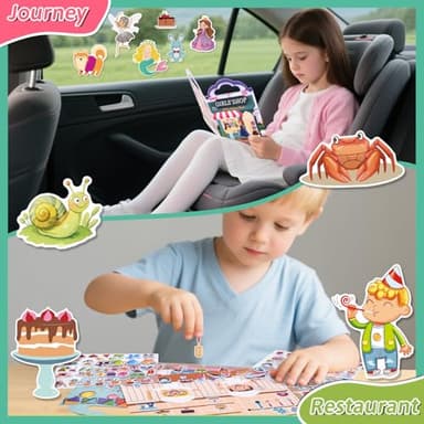 6 Set (260pcs) Puffy Sticker Books Activity for Girls, Fairytale Garden, Princess Party, Mermaid, Kids Zone, Girls' Shop, 3D Reusable Stickers, Travel Sticker Books for Kids Ages 3+ - Image 9