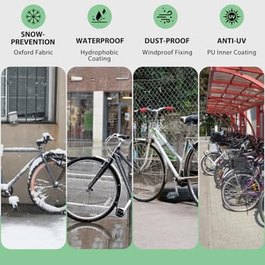 Topcrown Bike Cover Waterproof Outdoor Storage for 1/2/3 Bikes, Bicycle Cover Rain Sun UV Dust Wind Proof with Storage Bag for Mountain Road Bike/Ebike (210D Black+Green, XL Size for 1 bike) - Image 6