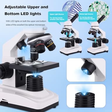 Microscope for Adults & Kids, 40X-2500X High-Power Compound Microscope for Students, School Lab & Home Schooling,Equiped with Slides Set & Phone Holder - Image 6