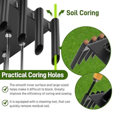 Manual Lawn Aerator Tool, 2-in-1 Spike Air Aerators and Core Aerator, 16 Iron Spikes, 8 Cores Grass Aeration,Pre-Assembled Spike Manual Dethatching & Soil Aerator Garden Tools - Image 6