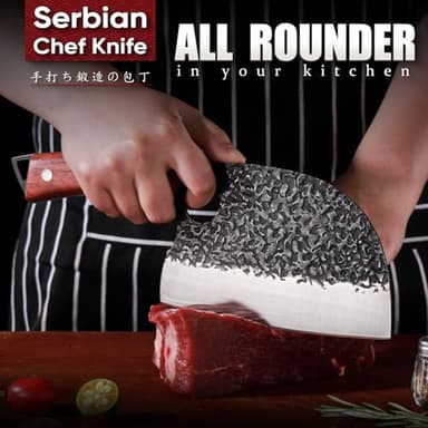 DRAGON RIOT Professional Butcher Knife Set for Meat Processing, 3Pcs High Carbon Steel Hand Forged Serbian Cleaver Chef Knife Set with Ergonomic Handles for Kitchen Outdoor Cooking - Image 2