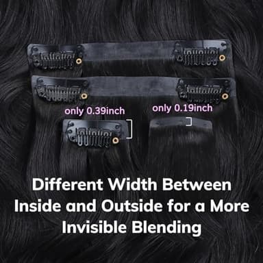 IDN BEAUTY Seamless Clip In Hair Extensions Human Hair, Body Wave 14 Inch 110g 7pcs Natural Black Real Virgin Human Hair Seamless Clip Ins For Black Women PU Weft Invisible Edge - Image 6