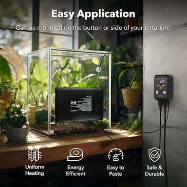 BN-LINK Durable Reptile Heating Pad 8" X 12" with Digital Thermostat Under Tank Heater Terrarium Warmer Combo Set for Turtles, Lizards, Frogs, and Other Reptiles - Image 2