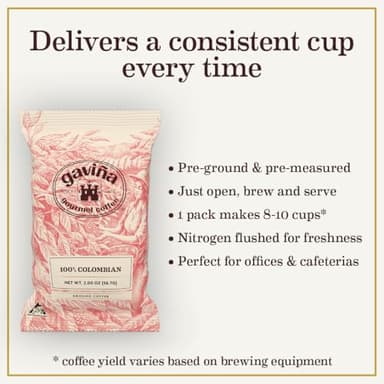 Gavina Gourmet Coffee 100% Colombian Supremo Portion Packs, Medium Roast, 100% Arabica Coffee, 42 Count x 2 ounce portion packs - Image 5