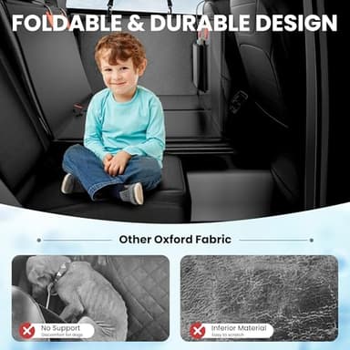 Dog Car Seat Cover for Back Seat, Hard Bottom Back Seat Extender for Dogs, Waterproof Dog Hammock for Truck Support to 400lbs, Car Seat Protector for Cars, Trucks, SUV, Jeep (Universal-PU-Orange) - Image 6