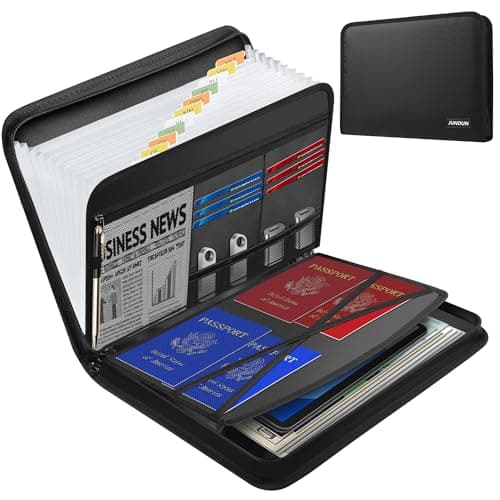 JUNDUN Accordion File Organizer - Fireproof Accordion Folder with Zipper & Labels - 13 Pocket Expanding File Folder with Multi-Pockets Document Organizer Folder for Letter A4 Files | Receipt and More - Image 1