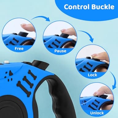 COSOWO Retractable Dog Leash with USB Rechargeable Flashlight for Night Walks, 16FT Automatic Telescopic Tractor Dog Leash for Small and Medium Dogs, Blue - Image 4