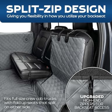 Ruff Liners XL Floor Cover with Door Protection, Gray – As Seen on Shark Tank – Fits Full‑Size Crew Cab Trucks with Fold‑Up Seats – Waterproof & Machine Washable – Sturdy XL Dog Hammock for Truck - Image 3