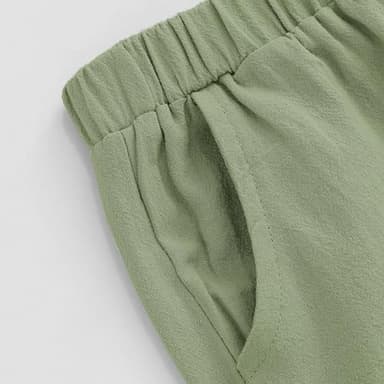 XMWEALTHY Toddler Baby Boy Summer Clothes Color Block Short Sleeve Button-down Shirt Tops Cotton Pants Outfit Set 6-12M - Image 4