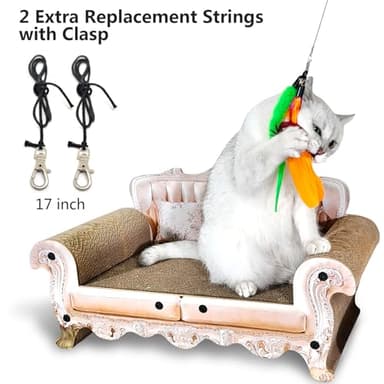 miwoowim Cat Toys Interactive for Indoor Cats, 2PCS Ultra-Long Teaser(50"+38")+9PCS Da Bird Feather Refills, Fishing Pole Toy,Retractable Cat Wand Toy and Feather Toys Refills Attachment Replacement - Image 5