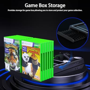 Allnice Cooling and Charging Stand for Xbox Series X/S with 2 X 1400 mAh Rechargeable Battery Xbox Series X/S Stand with Cooling Fan and Controller Charging Station & RGB Lights, 12 Game Disk Holder - Image 6
