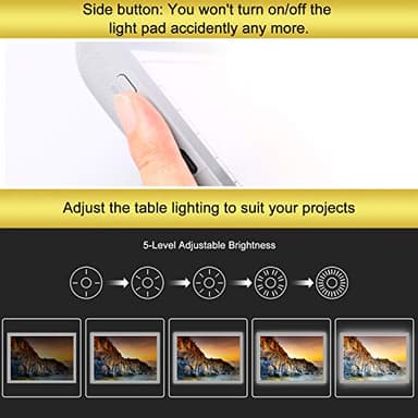 TOHETO Portable A4 Tracing LED Copy Board with Carry Bag, Cordless Battery Powered 5 Levels Brightness Light Box Rechargeable Light Board for Weeding Vinyl X-ray Viewing Diamond Painting (Grey) - Image 3