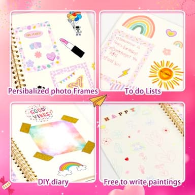 OIHEW 2 PC DIY Journal Kit for Girls Age 8-14/ Teen/Tween Stationery | Scrapbook | Diary | Journaling Art Crafts Supplies Toy Set, Christmas | Birthday Gift for 8 9 10 11 12 13 14 Year Old Girl Ideas - Image 6